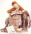 Boy Canvas Paintings - Little boy writing a letter